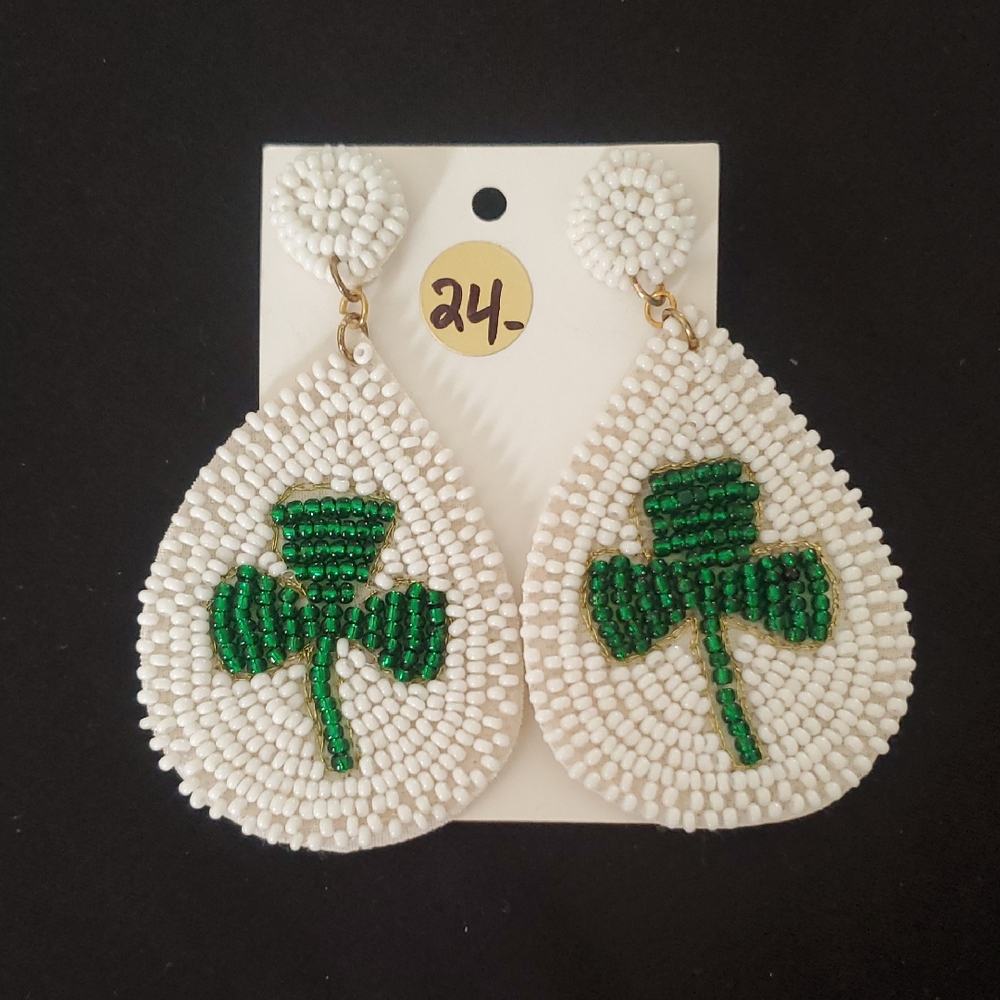Beaded Shamrock Earrings
